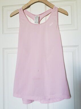 ASICS Women's Light Pink Athletic Racerback Tank Top - Size Medium - Stained